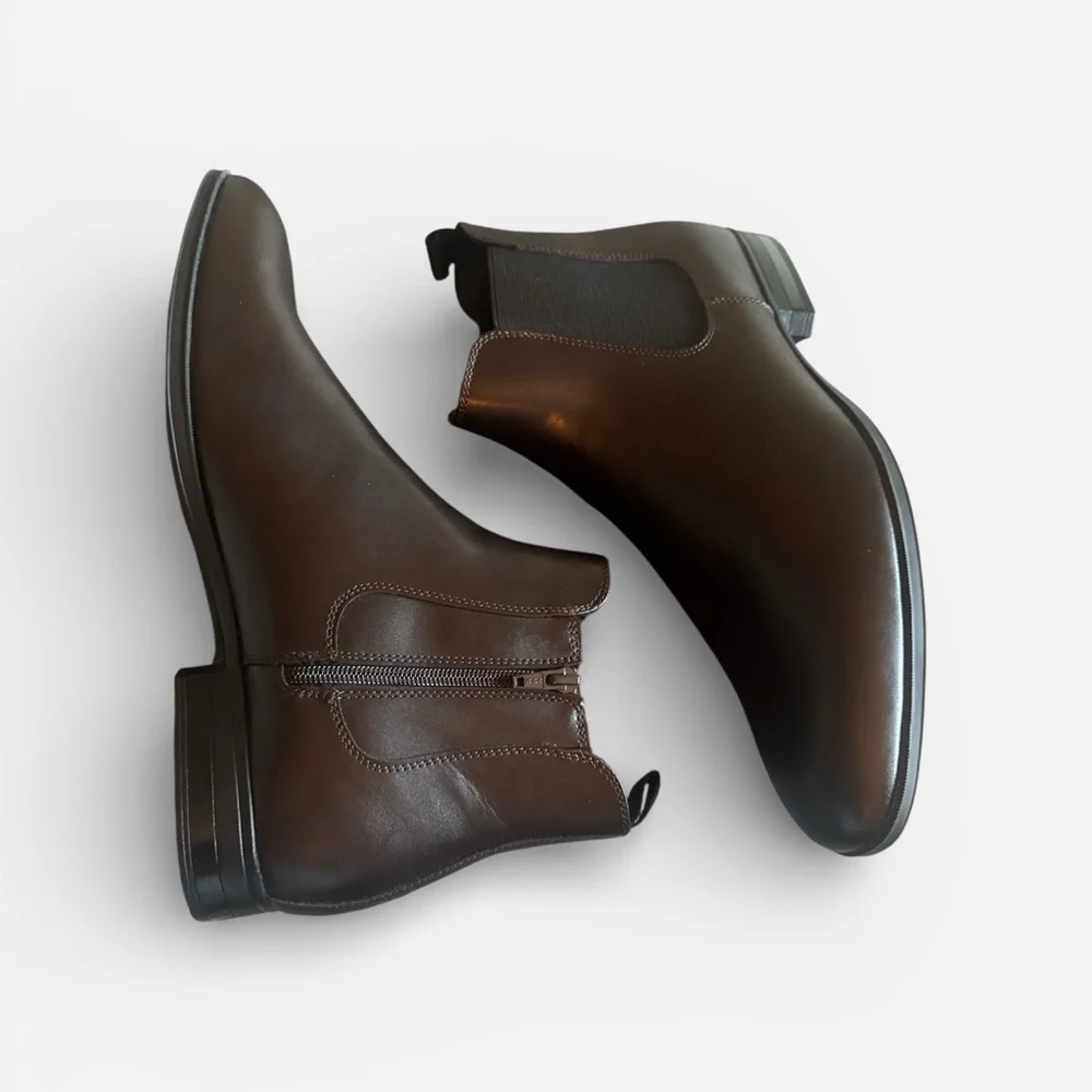 JF J.Ferrar Stanwell men’s Brown faux Leather Chelsea Boots Sz‎ 13